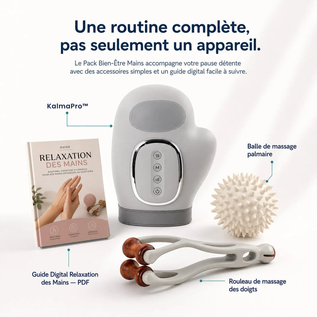 KalmaPro™ — Masseur de mains par compression enveloppante